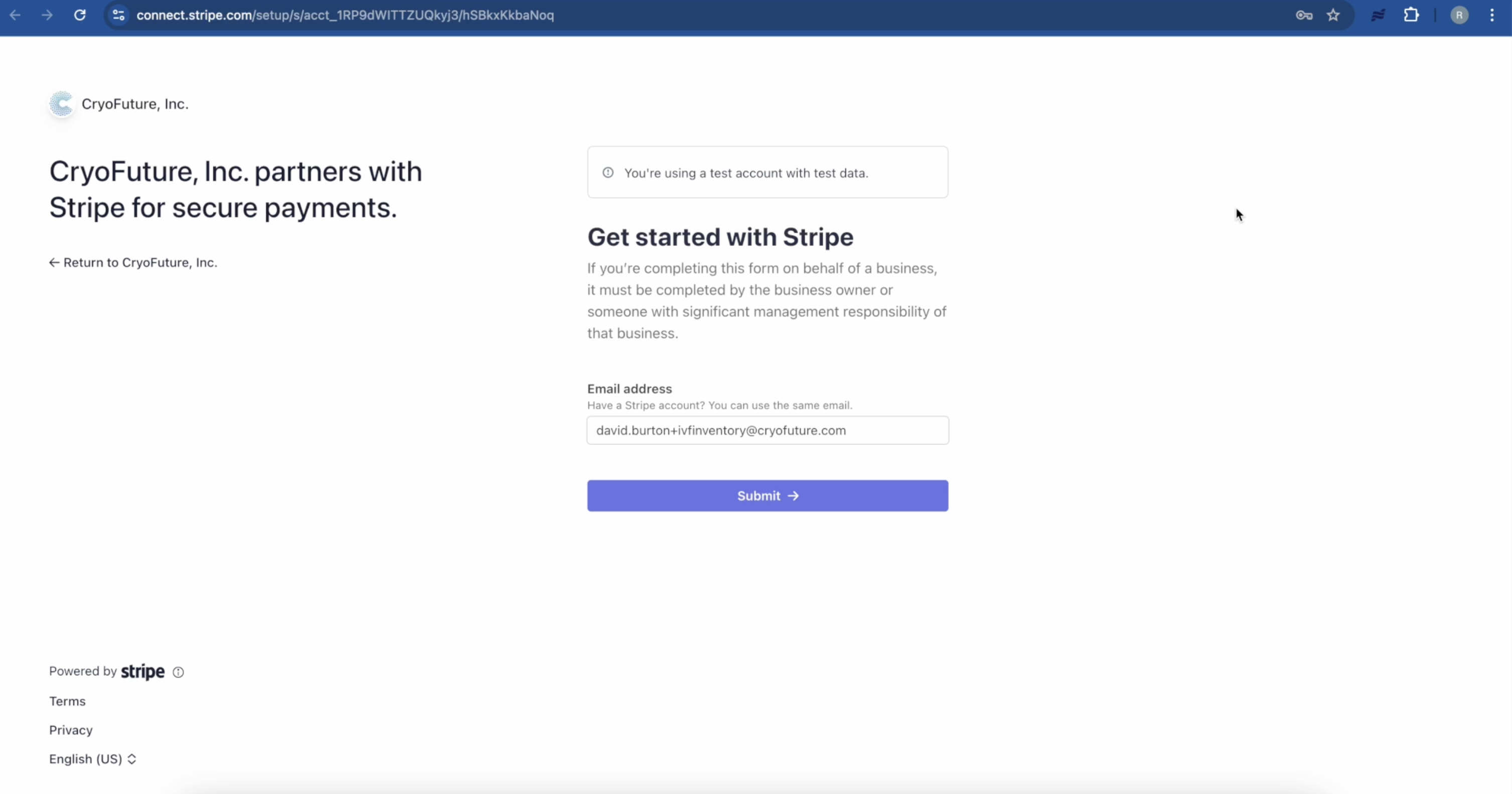 Connect Stripe Account Button
